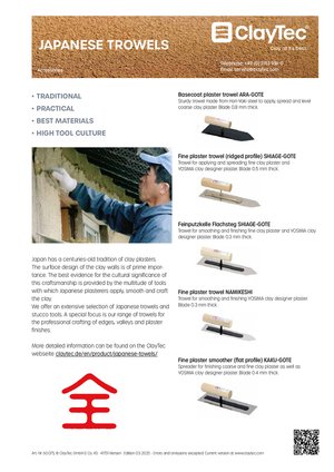 ClayTec Japankellen/Japanese trowels (product sheet)