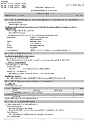 ClayTec Lehm-Farbputz Grob Sicherheitsdatenblatt - DE