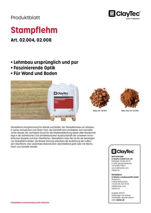 ClayTec Stampflehm Produktblatt