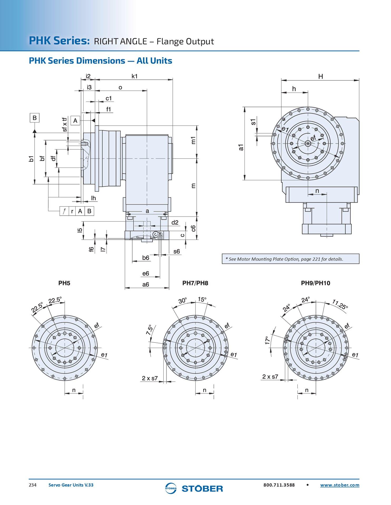 Servo Gear Units PHK Dimensions