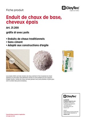 gräfix Kalk-Grundputz Haar grob/Enduit de chaux de base, cheveux épais (fiche produit)