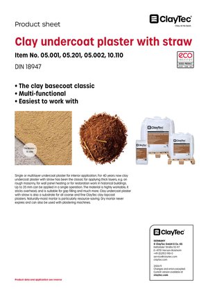 ClayTec Lehm-Unterputz mit Stroh/Clay undercoat plaster with straw (product sheet)