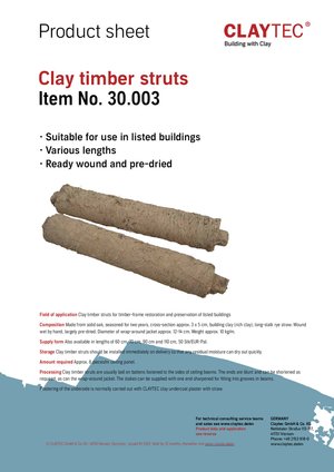 ClayTec Wickelstaken/Timber struks (product sheet)