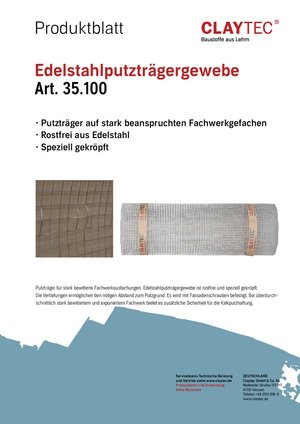 ClayTec Edelstahlputzträgergewebe