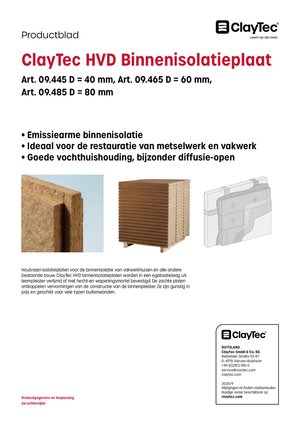 ClayTec HFD Innendämmplatte/HVD Binnenisolatieplaat (productblad)