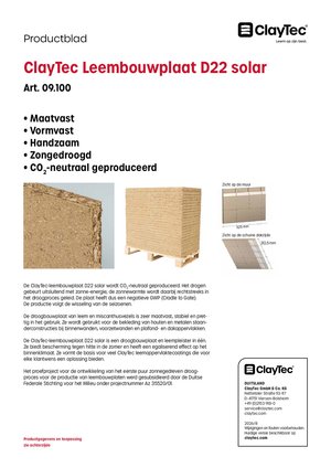 ClayTec Lehmbauplatte D22 solar/Leembouwplaat D22 solar (productblad)