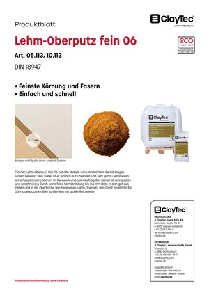 ClayTec Lehm-Oberputz fein 06 Produktblatt