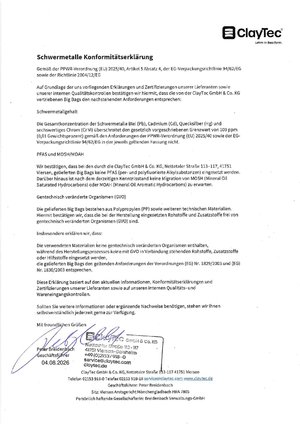 PPWR Konformitätserklärung Schwermetalle