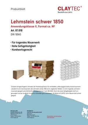 ClayTec Lehmstein schwer 1850