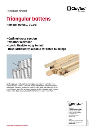 ClayTec Lärche- und Eiche Dreieckleisten/Triangular battens (product sheet)