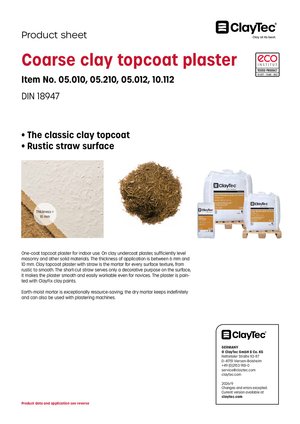 ClayTec Lehm-Oberputz grob mit Stroh/Coarse clay topcoat plaster (product sheet)