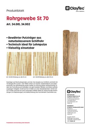 ClayTec Rohrgewebe St. 70 Produktblatt