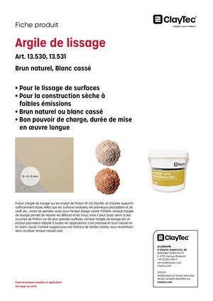 ClayTec Lehmfüll- und Flächenspachtel/Argile de lissage (fiche produit)