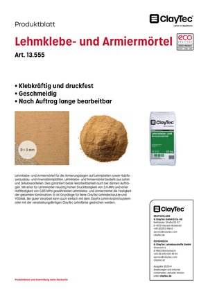 ClayTec Lehmklebe- und Armiermörtel