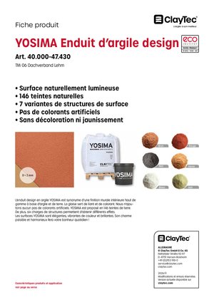 YOSIMA Lehm-Designputz/Enduit d'argile design (fiche produit)
