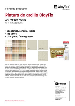 ClayFix Lehm-Anstrich/Pintura de arcilla (ficha de producto)