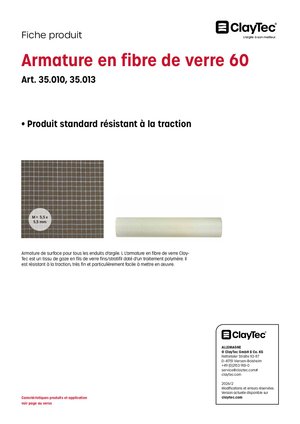 ClayTec Glasgewebe 60/Armature en fibre de verre 60 (fiche produit)