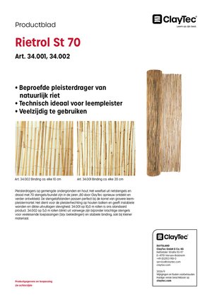 ClayTec Rohrgewebe St. 70/Rietrol St 70 (productblad)