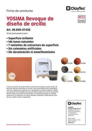 YOSIMA Lehm-Designputz/Revoque de diseño de arcilla (ficha de producto)