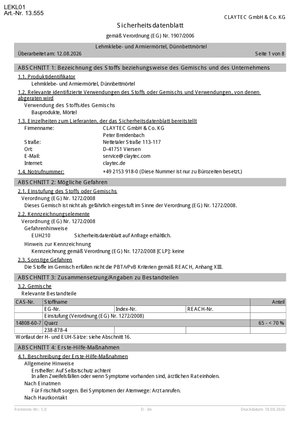 ClayTec Lehmklebe- und Armiermörtel Sicherheitsdatenblatt - DE