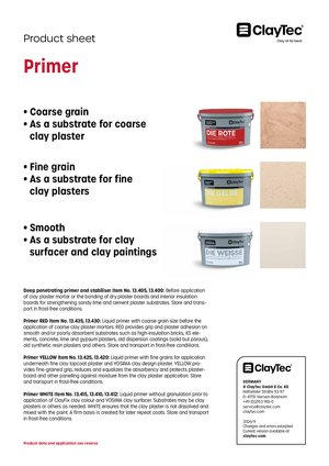 ClayTec Grundierungen/Primer (product sheet)