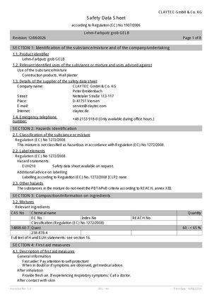 ClayTec Lehm-Farbputz Grob Sicherheitsdatenblatt - EN