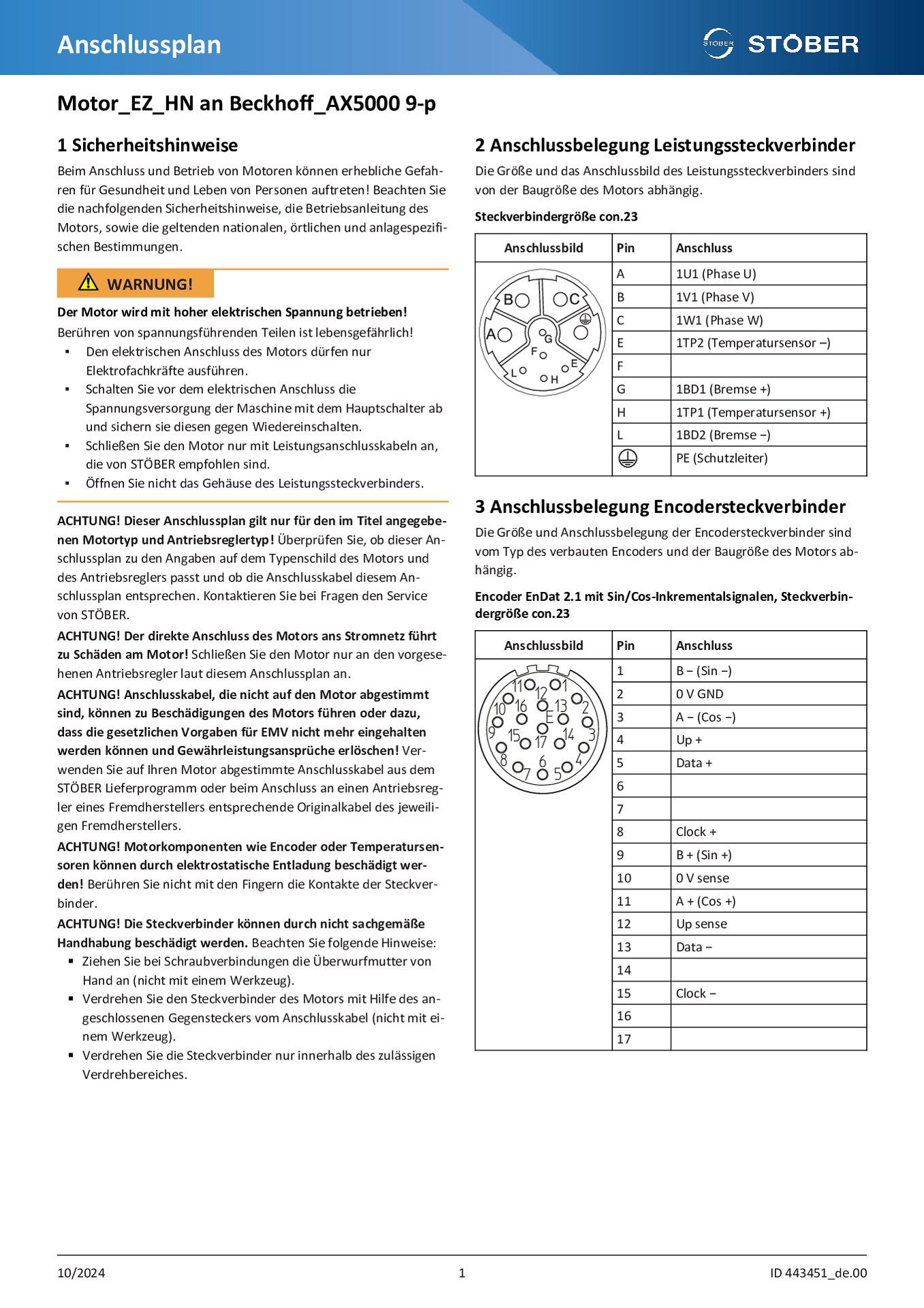 Anschlussplan EZ an Beckhoff AX5000 9-p (EZ_HN)