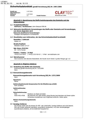 ClayTec Lehm-Oberputz fein 06 Sicherheitsdatenblatt - DE