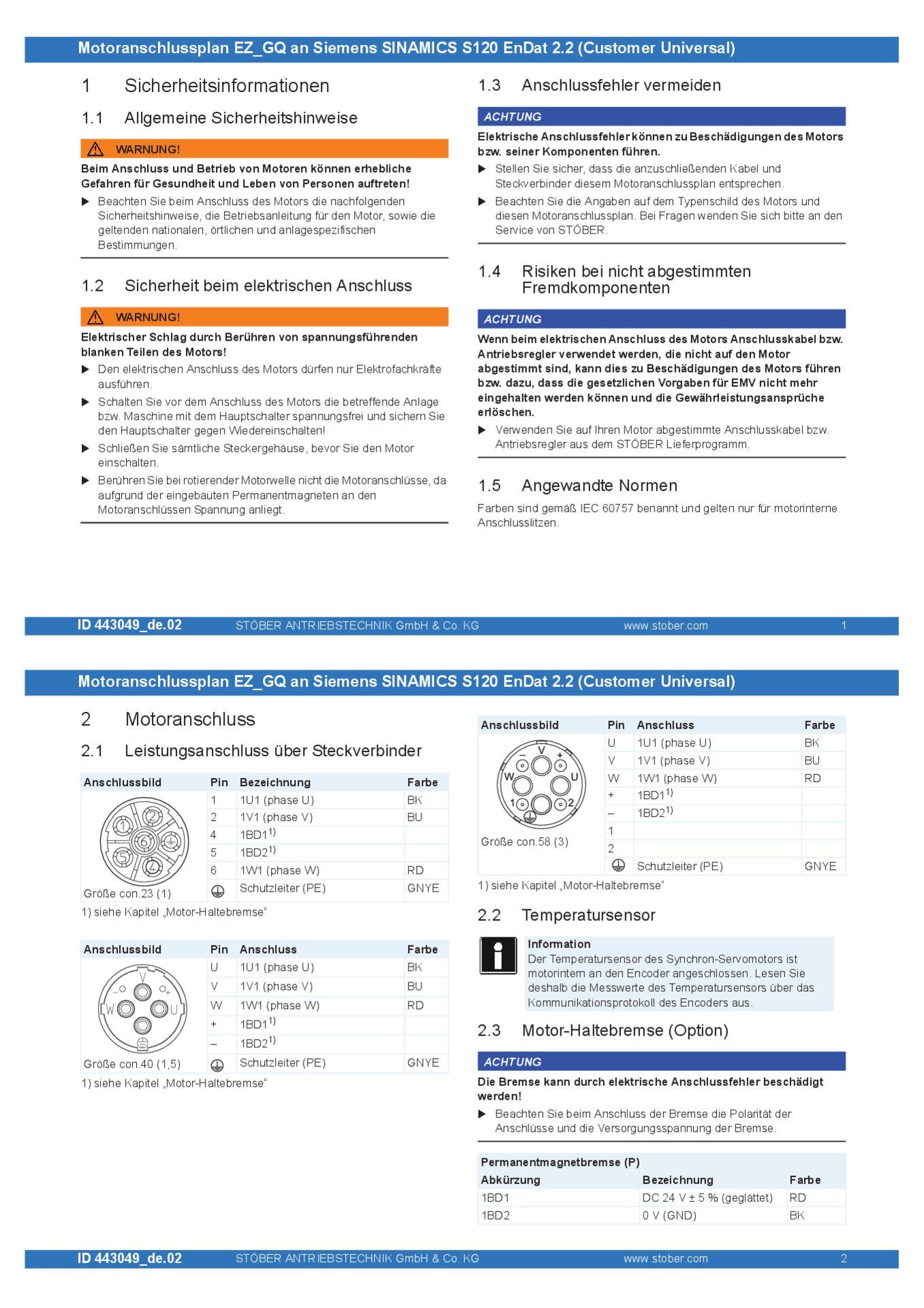 Anschlussplan EZ_GQ an Sinamics S120 EnDat 2.2 (Customer Universal)
