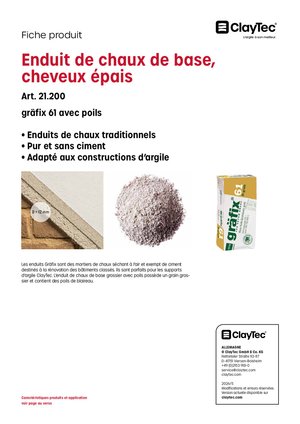 gräfix Kalk-Grundputz Haar grob/Enduit de chaux de base, cheveux épais (fiche produit)