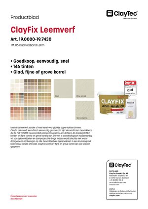 ClayFix Lehm-Anstrich/Leemverf (productblad)