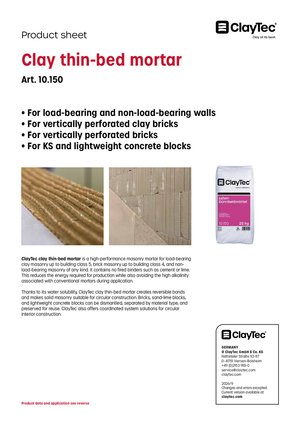 ClayTec Lehm-Dünnbettmörtel/Clay thin-bed mortar (product sheet)