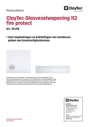 ClayTec Glasgewebe 112 fire protect/ClayTec Glasvezelwapening 112 fire protect (productblad)