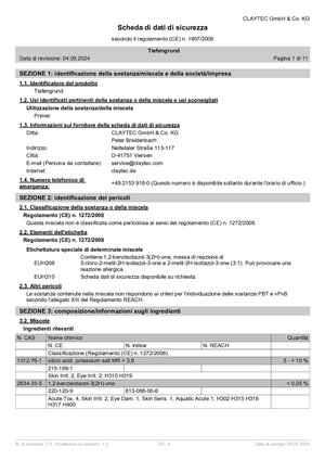 ClayTec Tiefengrund Sicherheitsdatenblatt/Scheda di dati di sicurezza