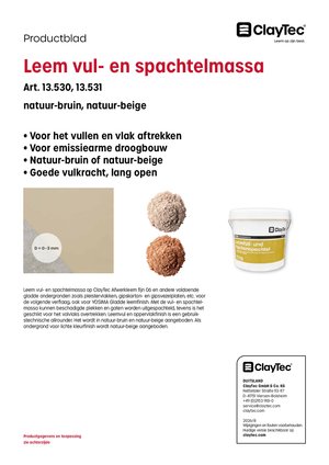 ClayTec Lehmfüll- und Flächenspachtel/Leem vul- en spachtelmassa (productblad)