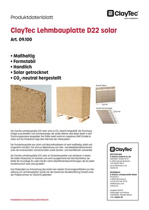ClayTec Lehmbauplatte D22 solar