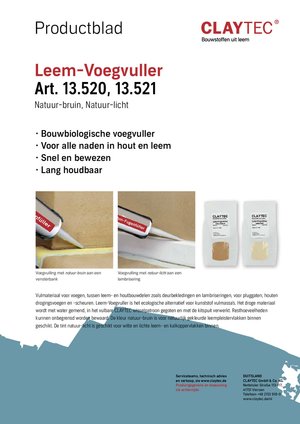ClayTec Lehm-Fugenfüller/Leem-Voagvuller (productblad)