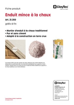 gräfix Kalk-Dünnschichtputz fein/Enduit de chaux fin (fiche produit)