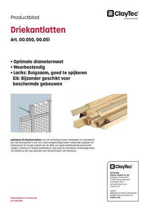 ClayTec Lärche- und Eiche Dreieckleisten/Driekantlatten (productblad)