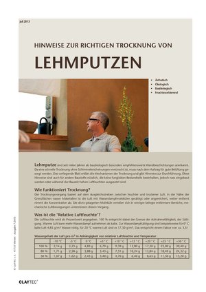 ClayTec Trocknungsprotokoll Lehmputze