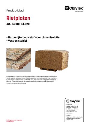 ClayTec Schilfrohrplatten/Rietplaten (productblad)