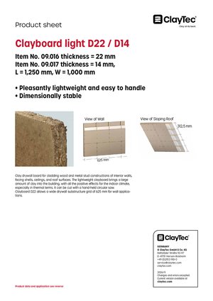 ClayTec Lehmbauplatte leicht D22/D14 / Clayboard light D22/D14