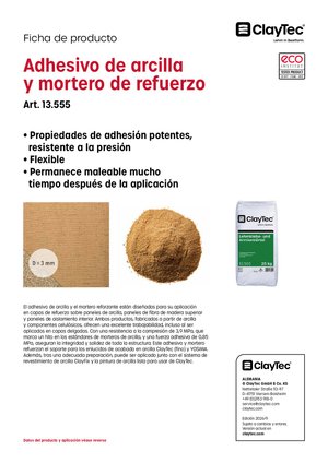 ClayTec Lehmklebe- und Armiermörtel/Adhesivo de arcilla y mortero de refuerzo (ficha de producto)