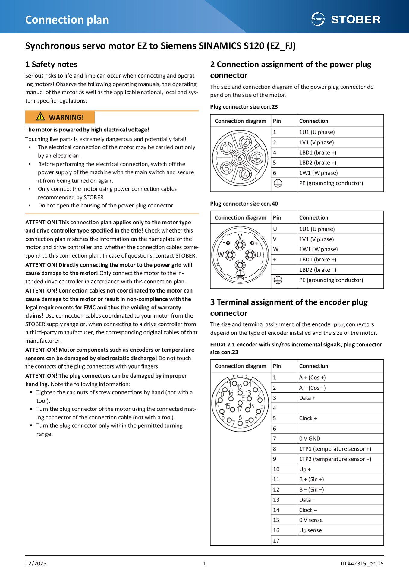 Connection Plan EZ_FJ on Siemens SINAMICS S120