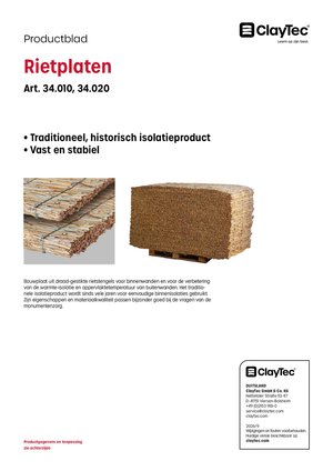 ClayTec Schilfrohrplatten/Rietplaten (productblad)