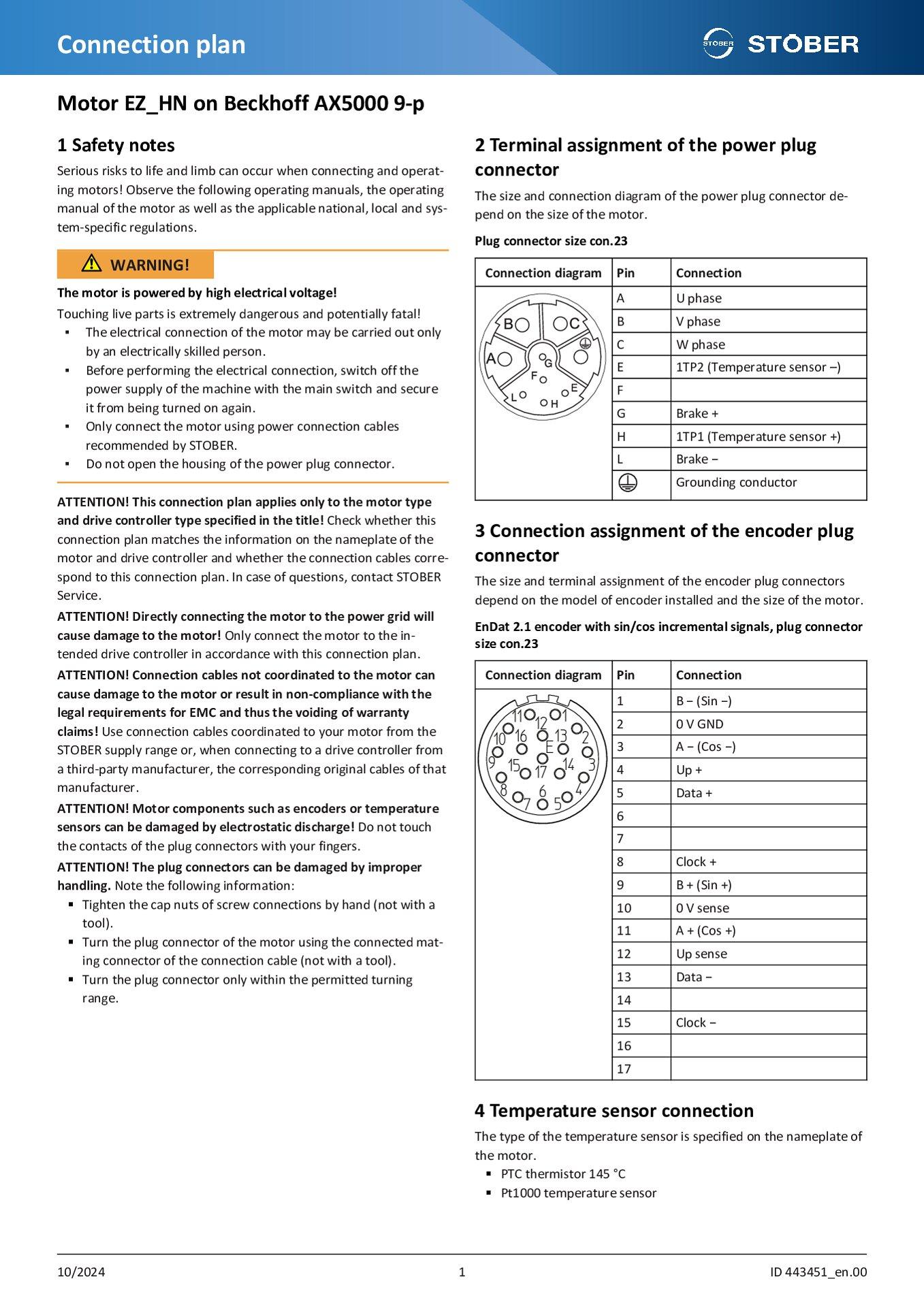 Connection plan EZ to Beckhoff AX5000 9-p (EZ_HN)