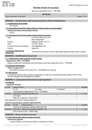 ClayTec Grundierung DIE GELBE Sicherheitsdatenblatt - IT