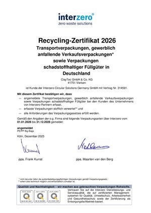 Interzero Recycling-Zertifikat Big Bags
