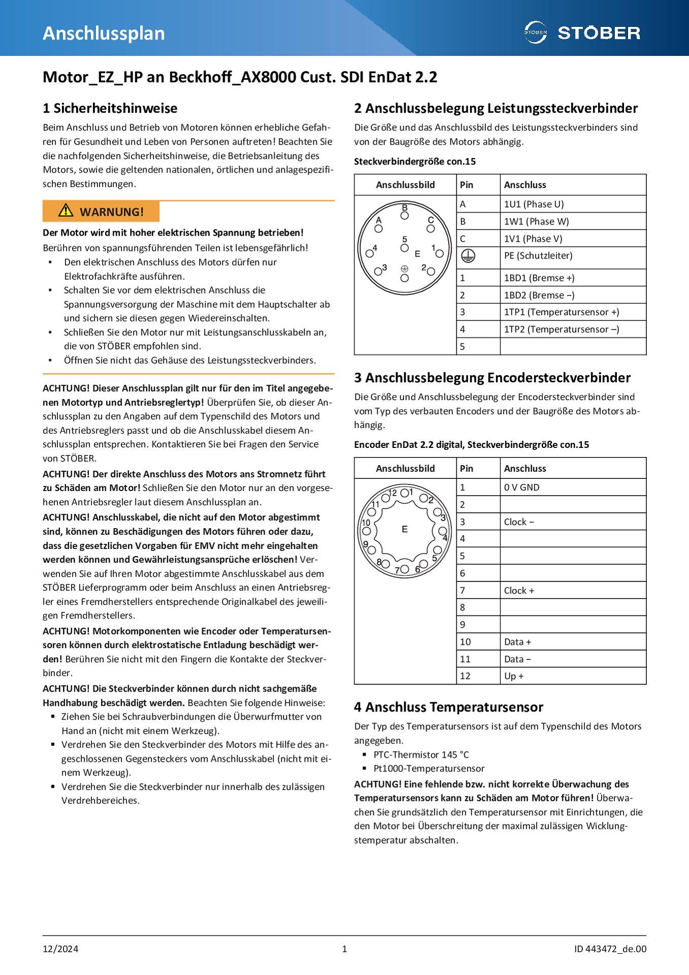 Anschlussplan Motor EZ_HP an Beckhoff_AX8000 Cust. SDI EnDat 2.2