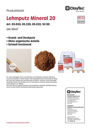 ClayTec Lehmputz Mineral 20